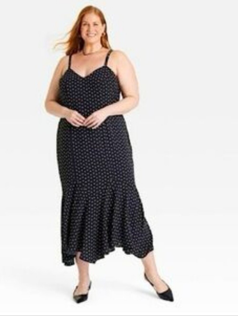 Ava & Viv Black Floral Dot Pattern Maxi Sun Dress Size 3X NWT P2P 25 In - Picture 1 of 7